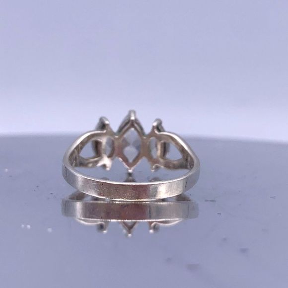 Vintage Sterling Silver Three-Stone Ring - Marquise Cut Cubic Zirconia - Picture 4 of 10